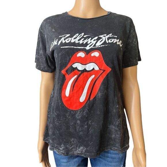 The Rolling Stones 🌻Women's Black Short Sleeve Crew Neck Graphic Tee Size Medium - Picture 1 of 5